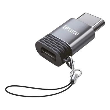 Imagem de Adaptador Otg Hrebos Hs-221 Micro Usb V8 Para Usb-c Macho Cinza-escuro