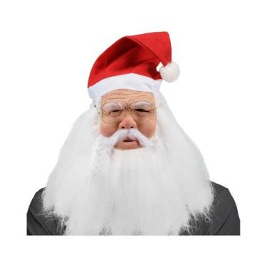 Imagem de Máscara De Látex Do Papai Noel Com Barba Branca Para Fantasia De Festa