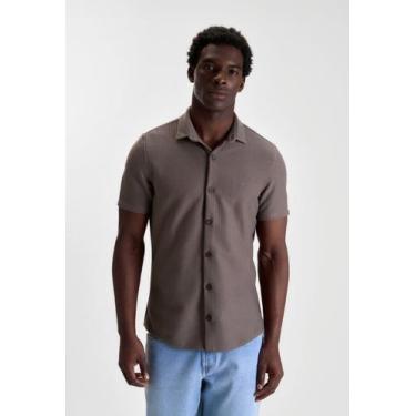 Imagem de Camisa docthos slim manga curta malha texturizada, 014 cinza, EG