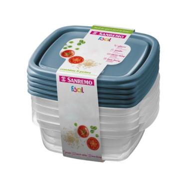 Imagem de Conjunto De Potes De Plástico Fácil Leve 5 530ml - SANREMO, 530ml, Azu