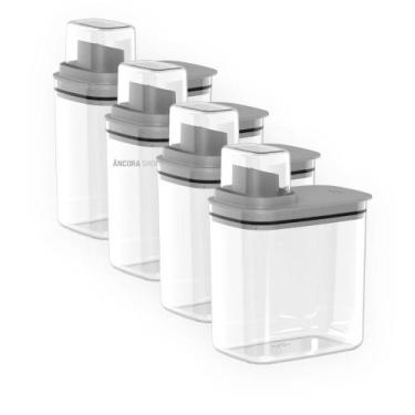 Imagem de Kit 4un Dispenser Flow 1,5 Litros Porta Sabão Líquido Amaciante Alveja