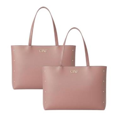 Imagem de Bolsa Sacola Feminina Grande De Ombro Kit 2 Peças - CINF, Rosê