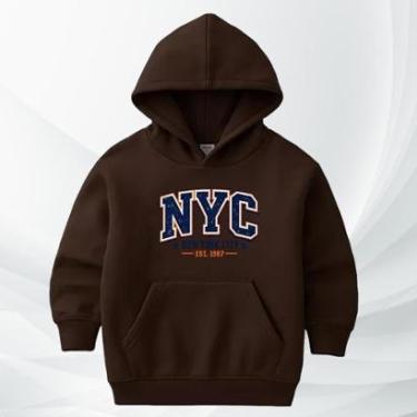 Imagem de Blusa Moletom Infantil NYC New York City Moleton Com Capuz Flanelado Confortável College Inverno-Unissex