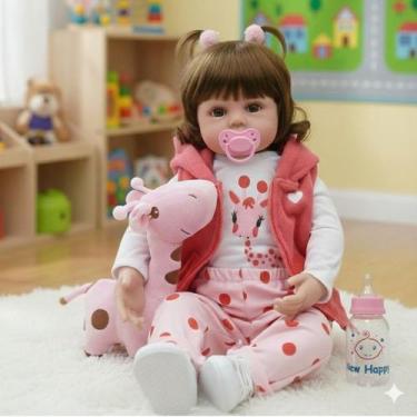Imagem de Bebê reborn girafinha menina realista corpinho silicone girafinha rosa