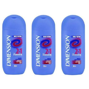 Imagem de KIT Shampoo Dimension 2 em 1 Secos  200ml - 3 Unidades.