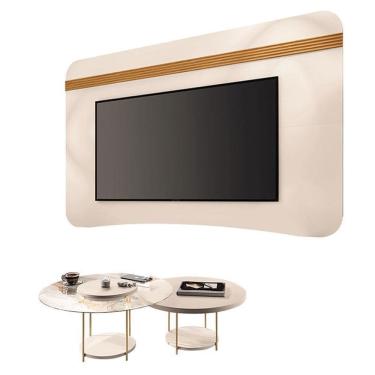 Imagem de Painel Suspenso Armony Off White Cinamomo com Kit Mesa de Centro Sky Off White - HB Móveis