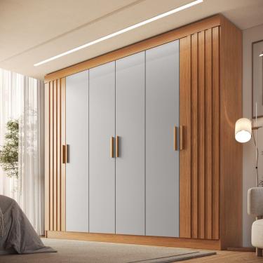 Imagem de Guarda Roupa Casal Ripado 6 Portas com Pes Siena Faimec