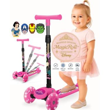Imagem de Patinete Infantil 3 Rodas Disney Princesas rodinhas com LED com Altura