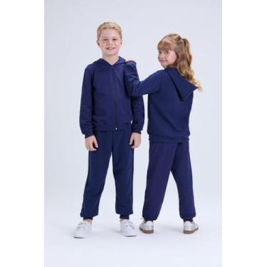 Imagem de Conjunto Moletom Infantil Capuz e Zíper Marinho - Vida Costeira Oficia