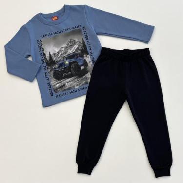 Imagem de Conjunto Infantil Kyly Flanelado Quentinho Sem Capuz Algodão Macio Est