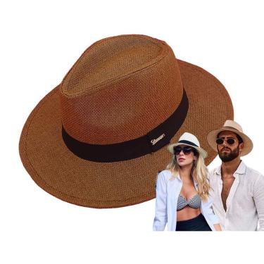 Imagem de Chapéu Panamá OEM Moda Aba Larga Palha Sintética Tamanho Único 58-60 Panamá Neutro Marrom Esc Unissex