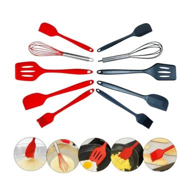 Imagem de Kit Utensílios de Cozinha de Silicone Pincel Fuê Espátulas Flexível Resistente ao Calor