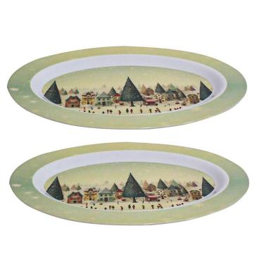Imagem de Conjunto 2 Travessas Oval Em Melamina de Natal 35x25cm