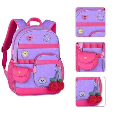 Imagem de Mochila Juju Teofilo Bolsa Escolar Infantil Feminina com Chaveiro -, L