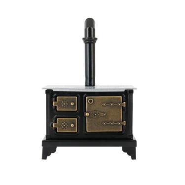 Imagem de Fogão Dollhouse ibasenice Fogão antigo de ferro fundido em miniatura