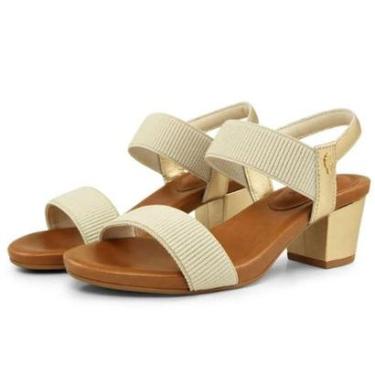 Imagem de Sandália Salto Bloco Usaflex Elástico Y8204 Conforto-Feminino