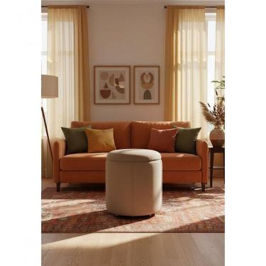 Imagem de Puff Redondo Baú Não é Segredo Debrum Linho Cru 54x60 Ns0611