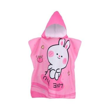 Imagem de Poncho De Banho Com Capuz Para Crianças De 80-120cm, Toalha De Microfi
