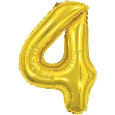 Imagem de Balão Metalizado Número 4 Dourado 40CM - Make