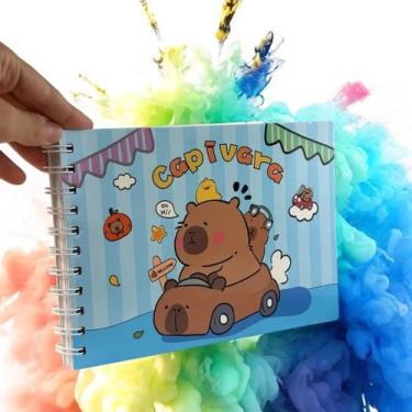 Imagem de kit 2 Livros De Colorir Pintar Capivaras 50 Folhas Caderno educativo e