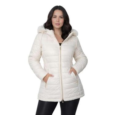 Imagem de Jaqueta ParKa Feminina Dupla Face Nylon Peluciada Off White - Ast Stor