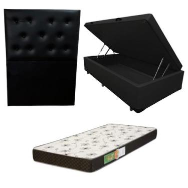 Imagem de Cama Box Baú Solteiro Blindada com Colchão Solteiro Espuma D20 12cm  K