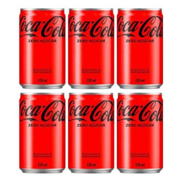 Imagem de Kit C/6 Refrigerante Coca Cola Lata Sem Açúcar 220ml