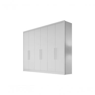 Imagem de Guarda Roupa Casal New Vértice 6 Portas de Bater 8 Gavetas em MDF Branco com Cabideiro...