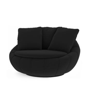 Imagem de Poltrona Decorativa Orgânica Giratória Glória em Veludo Confortável Preto para Sala de...