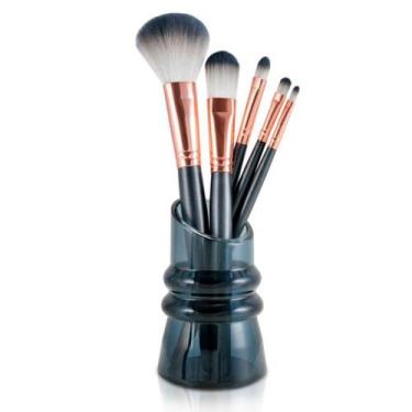 Imagem de Kit de Pincéis Maquiagem 5 Peças Coloridos com Suporte Profissional Su