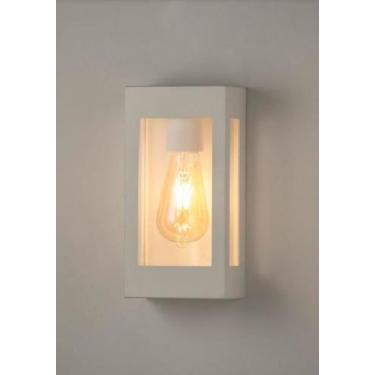 Imagem de 5 Arandela Externa Retangular Branca Para Varanda E27 Zan89 + led 4w -