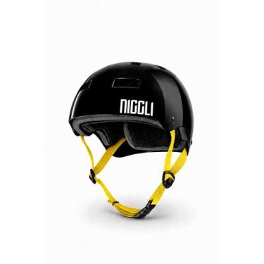 Imagem de Capacete preto fita amarela pro brilho niggli, G