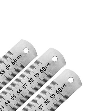 Imagem de Régua Motivate RM60X3MT Aço Metal 60CM Kit 3 Unidades para Desenho Projeto Costura Pipa Inox
