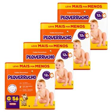 Imagem de kIt 4 Pacotes de Fralda Econômica Pequerrucho, G