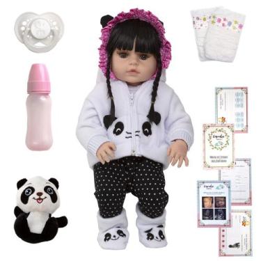 Imagem de Bebe Reborn Baby Pandinha Corpo de Vinil Siliconado 13 Itens - Cegonha