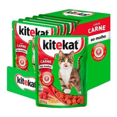 Imagem de Ração Kitekat Carne Adulto 70g - Embalagem com 24 Unidades - Whiskas