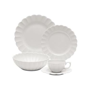 Imagem de Aparelho de Jantar Flora Camélia 30 Peças Porcelana para Mesa Completa Branco Oxford