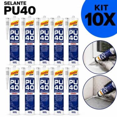 Imagem de Kit 10 Adesivo Selante PU 40 Cinza Mundial Prime 400ML, Único