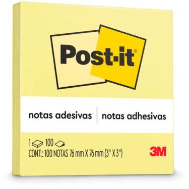 Imagem de Post-it, 3M, Bloco de Notas Adesivas, 76mm x 76mm , 100 folhas, Amarelo