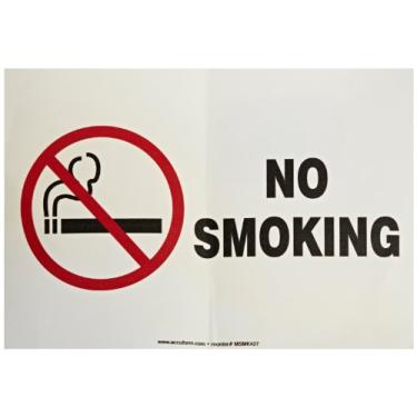 Imagem de ACCUFORM SIGNS MSMK427VS Placa de segurança de vinil adesivo, legenda "NO Smoking" com gráfico, 18 cm de comprimento x 25 cm de largura x 0,004 cm de espessura, vermelho/preto no branco