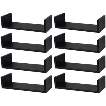 Imagem de Kit 8 Prateleiras Preta Suporte Mercado das Prateleiras