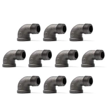 Imagem de Cotovelo de ajuste de tubo de 1,27 cm, Home, TZH, 1,27 cm, NPT macho, cotovelo fêmea NPT , ferro maleável preto fundido rosqueado para suporte de prateleira vintage Steampunk, decoração de canos DIY (10, 1/2")