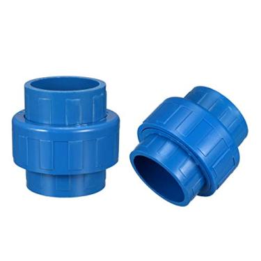 Imagem de uxcell 40 mm x 40 mm tubo de PVC encaixe União Solvente tomada conector rápido azul 2 peças