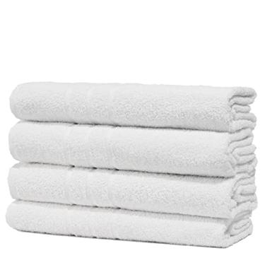 Imagem de Kit Com 4 Toalhas de Rosto para Hotel Alta Absorção 44x70cm - Profissional Prata - Central Toalhas - Costura Dupla Reforçada (Branco Off White)