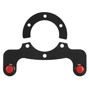 Imagem de Botão de buzina de volante, botão externo de fibra de carbono para carro, 6 parafusos, volante adequado para MO-MO O-MP N-ardi S-parco (duplo)