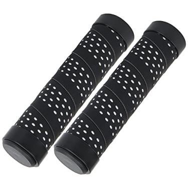 Imagem de VGEBY Pegadores de bicicleta, guidão de bicicleta de montanha antiderrapante macio amortecedores de espuma para bicicleta de estrada, com plugue final (preto branco) bicicleta e
