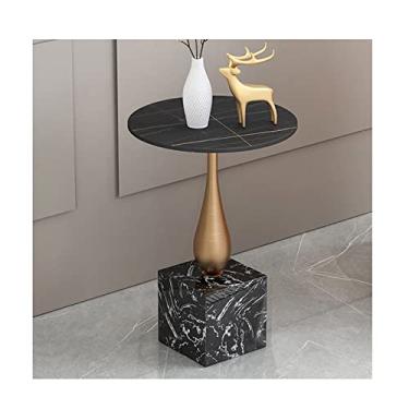 Imagem de Mesa de centro mesa lateral redonda decoração moderna moldura de metal pequena mesa de centro sala de estar sofá de escritório borda bancada de mármore mesa de canto quarto mesa de cabeceira mesa de canto mesas de canto (cor: b)