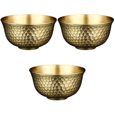 Imagem de Cabilock 3 pcs Hammered . Thickened Brass Temple Lovely Decorative Vintage Decoration Home Container One- Ritual Classic Rice Water Rituals Yoga Cup Mini Craft cm* Adornment Household Mug