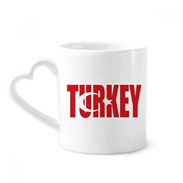 Imagem de Caneca com nome da bandeira do país da Turquia Caneca de café cerâmica copo de coração de vidro