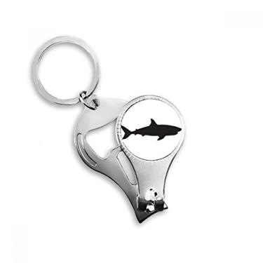 Imagem de Docile Blue Ocean Shark Fierce Fish Nail Nipper Ring Chaveiro Abridor de Garrafas Cortador
